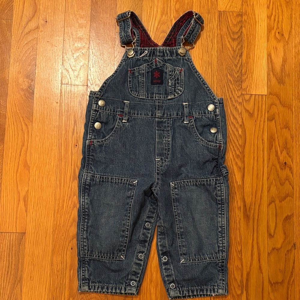 Baby GAP Denim Overalls with Red Plaid Lining